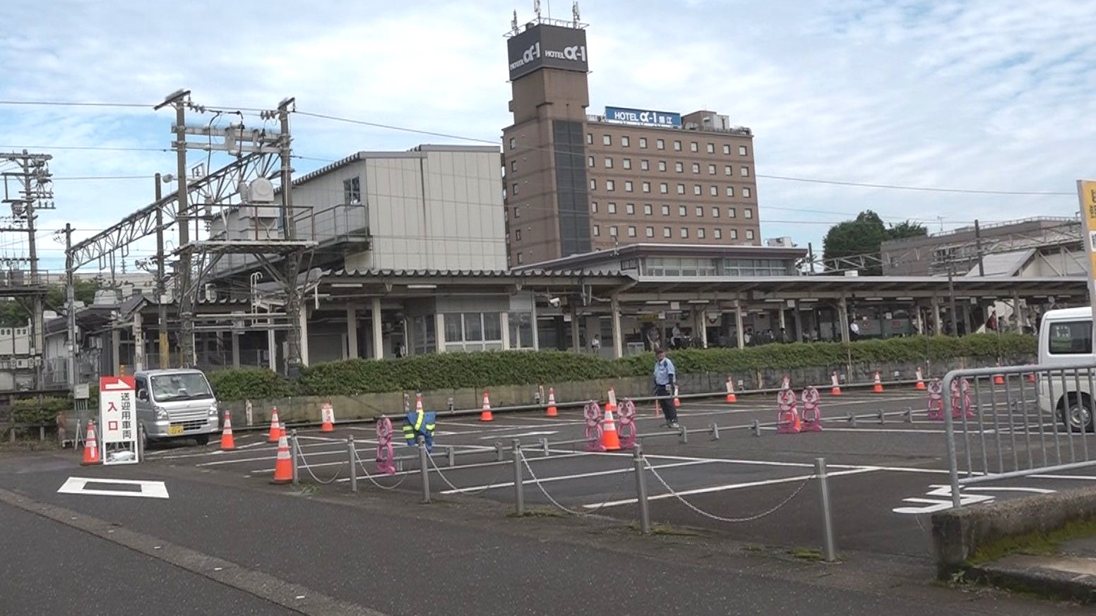 駅東側に設けられた仮設ロータリー