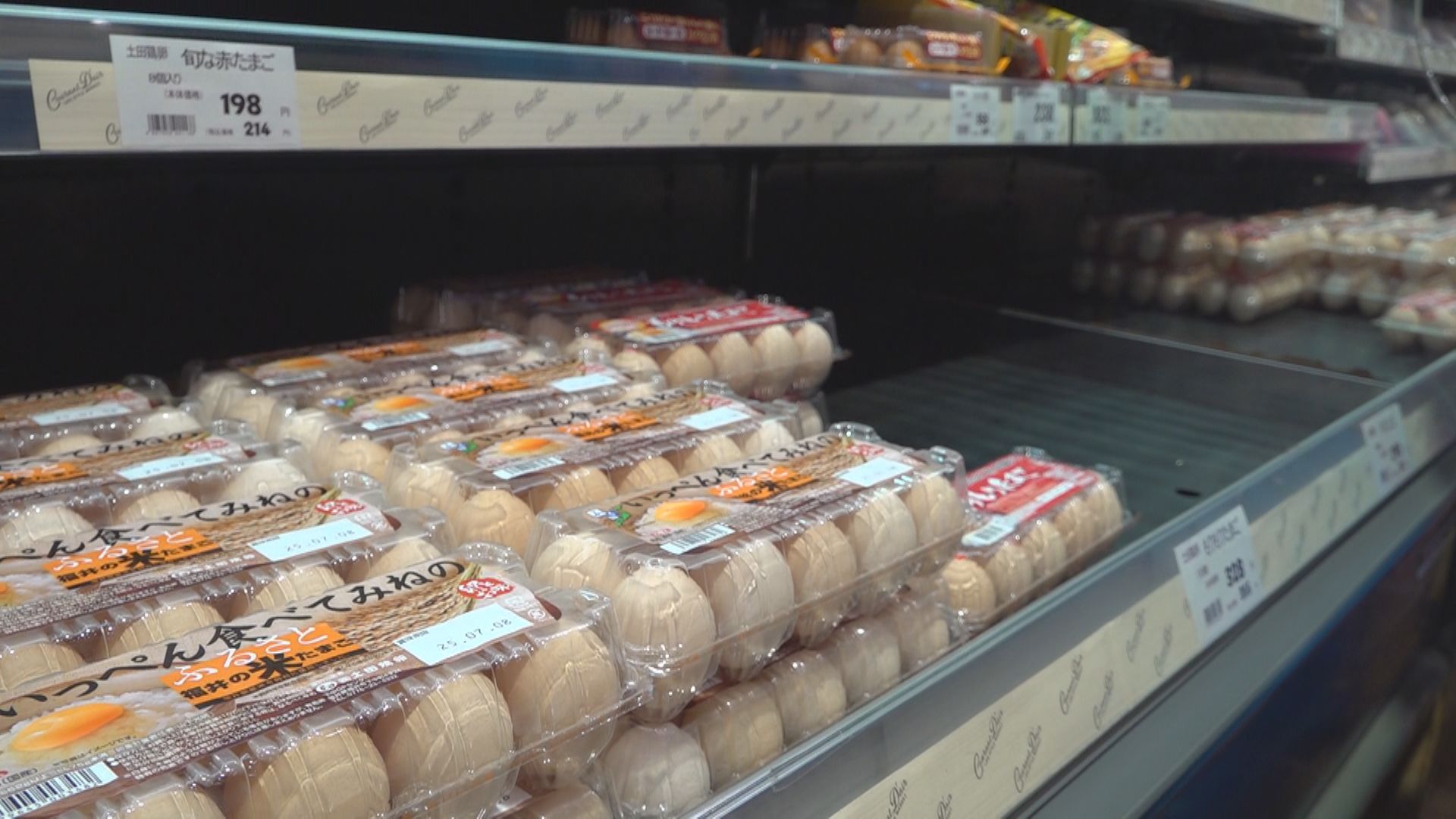 スーパー店頭に陳列された卵