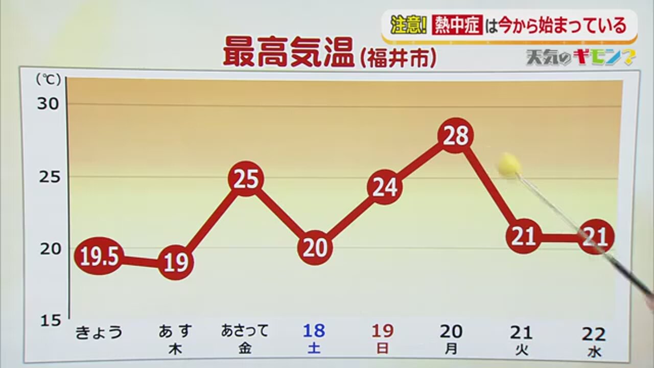 福井市の最高気温の推移