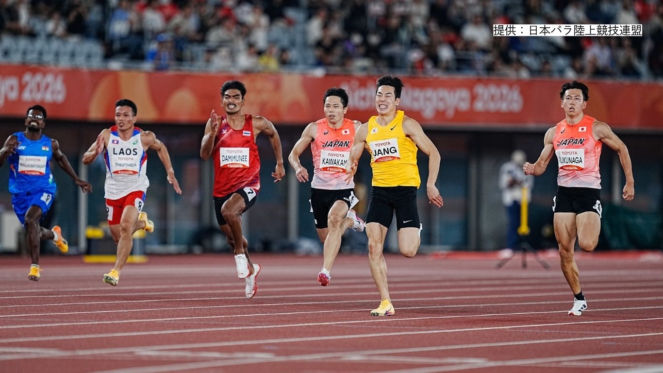 2位と0秒05差でフィニッシュ…川上秀太選手（提供：日本パラ陸上競技連盟）