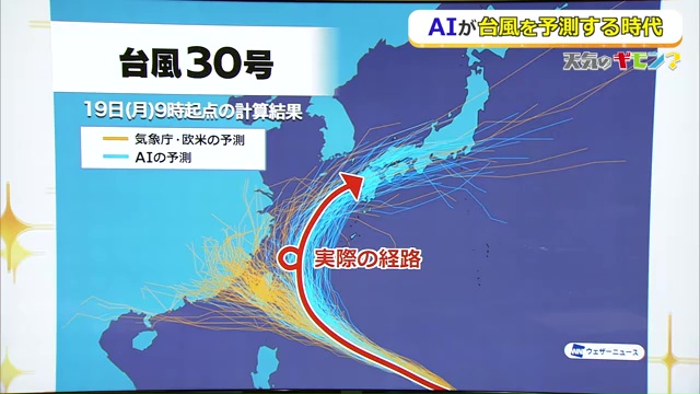 台風30号の進路に近かったのはAI予測だった